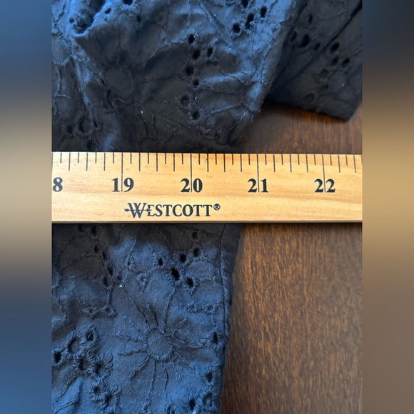 Y.A.S ‘Milda’ Black Floral Eyelet Ruffle V-Neck XL Peplum Top Cotton Long-Sleeve - Picture 8 of 9